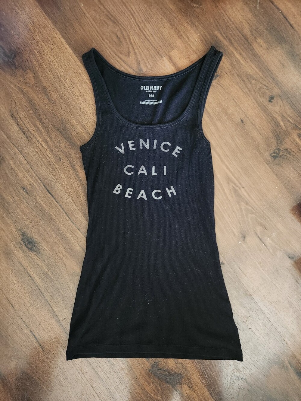 Old Navy Black 'Venice Beach Cali' Scoop Tank Size Small